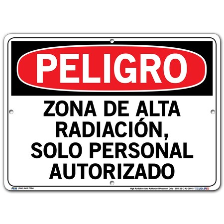 Vestil Aluminum Sign, 10-1/2" Height, 14-1/2" Width, Aluminum, Rectangle, Spanish SI-D-25-C-AL-080-S